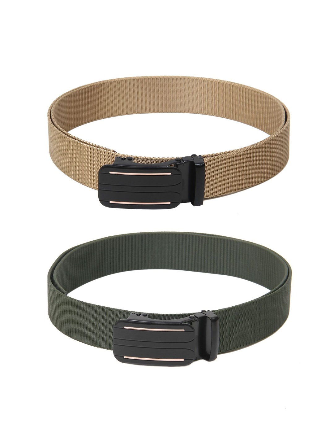 

Calvadoss Men Set Of 2 Textured Belts, Beige