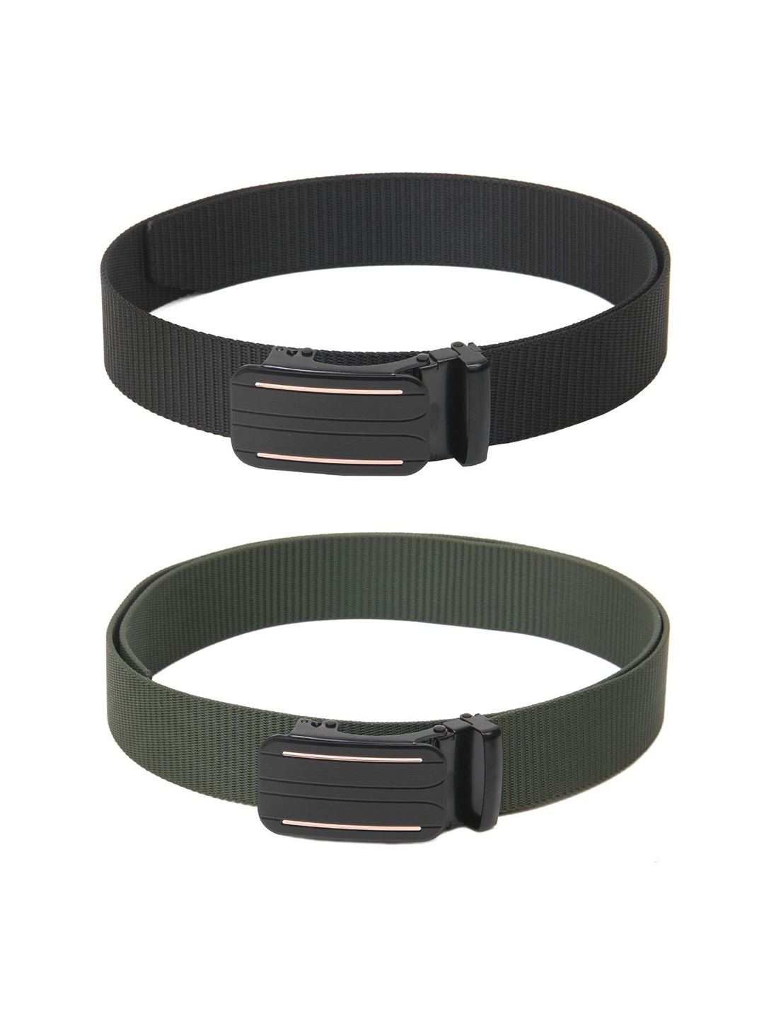 

Calvadoss Men Pack Of 2 Textured Belts, Black