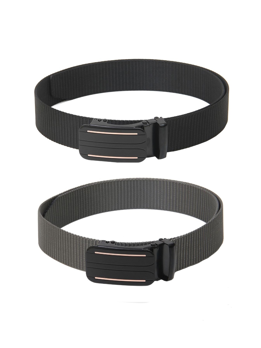 

Calvadoss Men Set Of 2 Textured Belts, Black