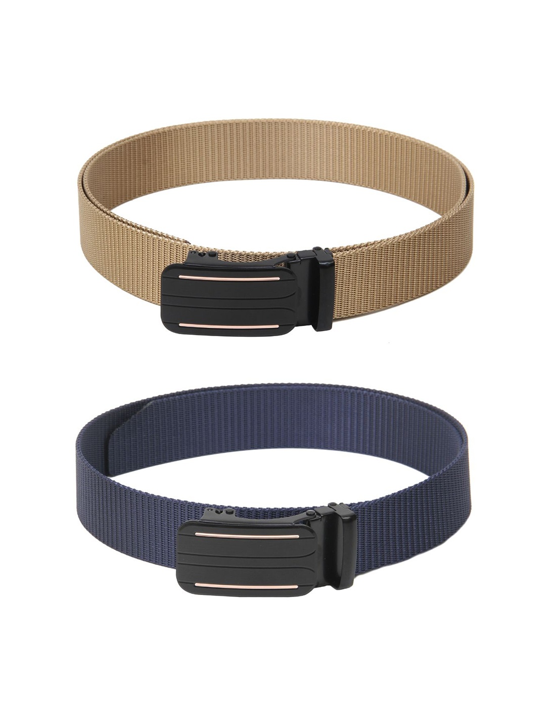 

Calvadoss Men Set Of 2 Textured Belts, Beige