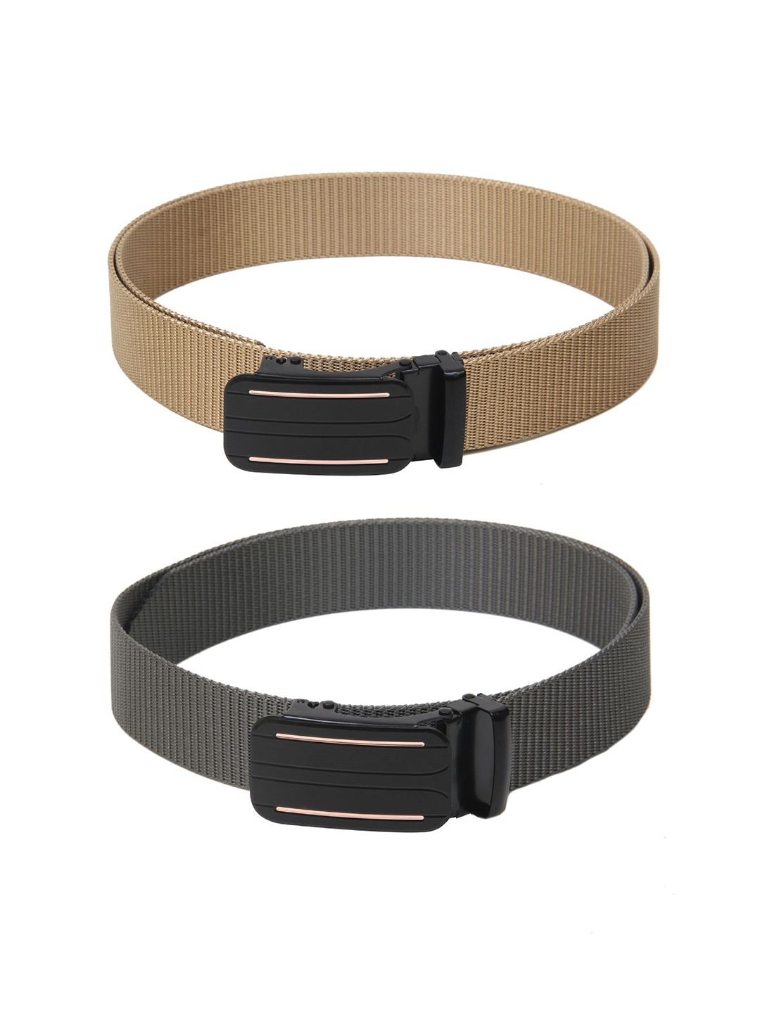 

Calvadoss Men Set Of 2 Textured Belt, Beige