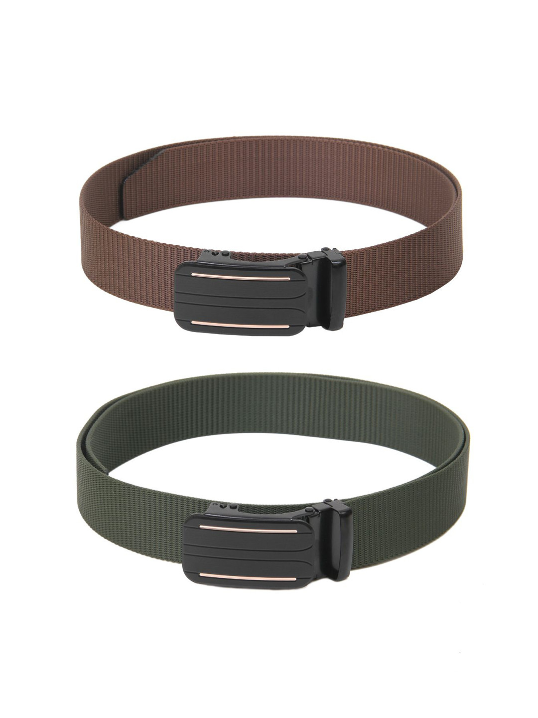 

Calvadoss Men Set of 2 Textured Belts, Brown