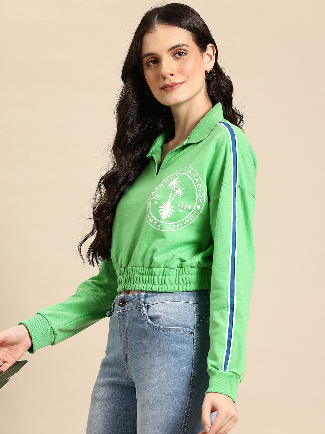 

Mast & Harbour Printed Polo Sweatshirt, Green