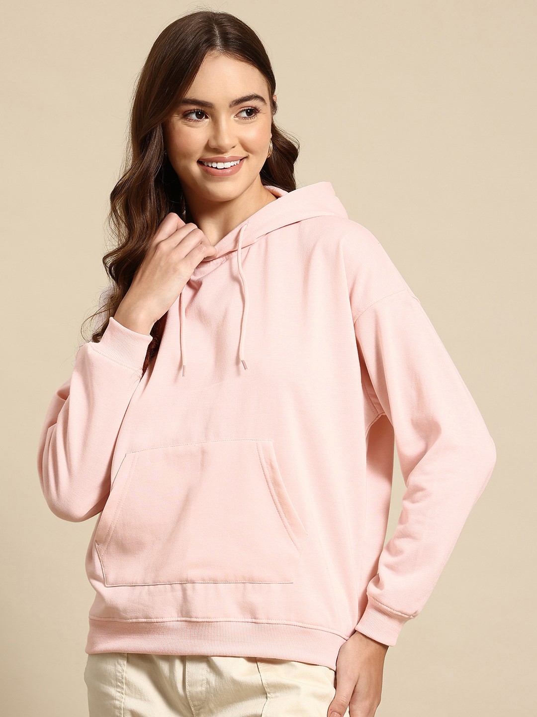 

Mast & Harbour Women Hooded Sweatshirt, Pink