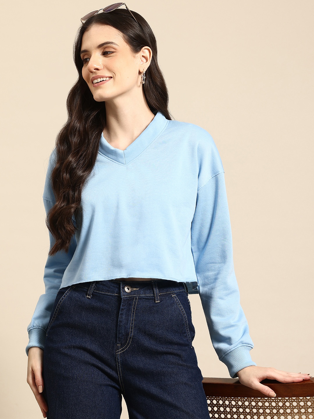 

Mast & Harbour Crop Sweatshirt, Blue