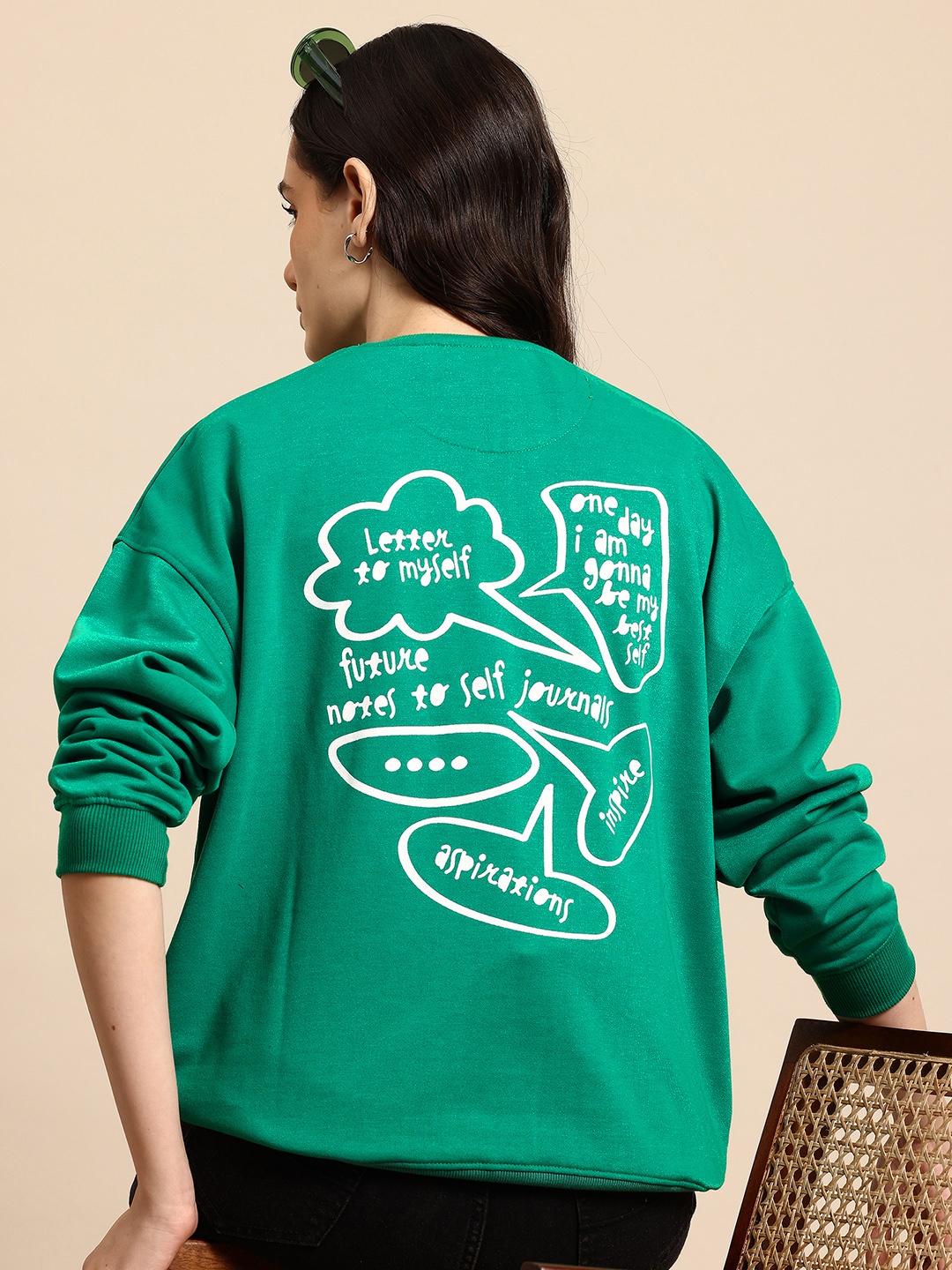 

Mast & Harbour Women Printed Sweatshirt, Green