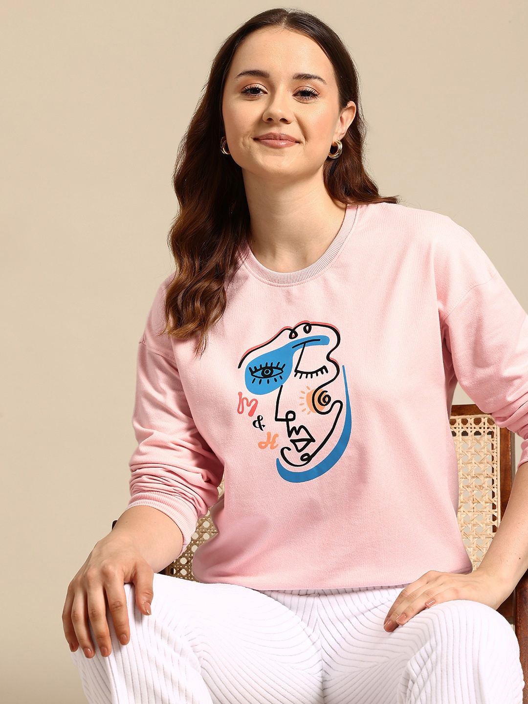 

Mast & Harbour Printed Sweatshirt, Pink