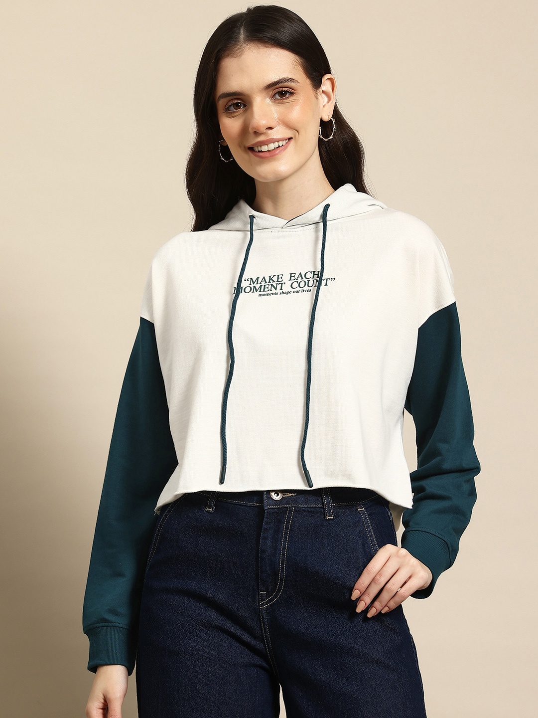 

Mast & Harbour Colourblocked Hooded Sweatshirt, White