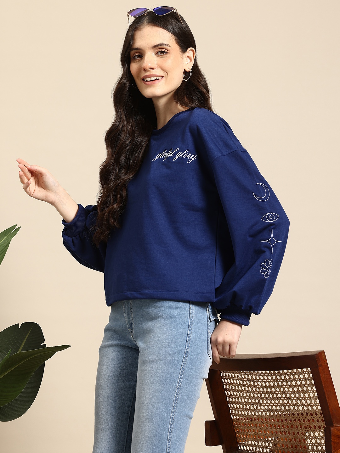 

Mast & Harbour Printed Sweatshirt, Navy blue