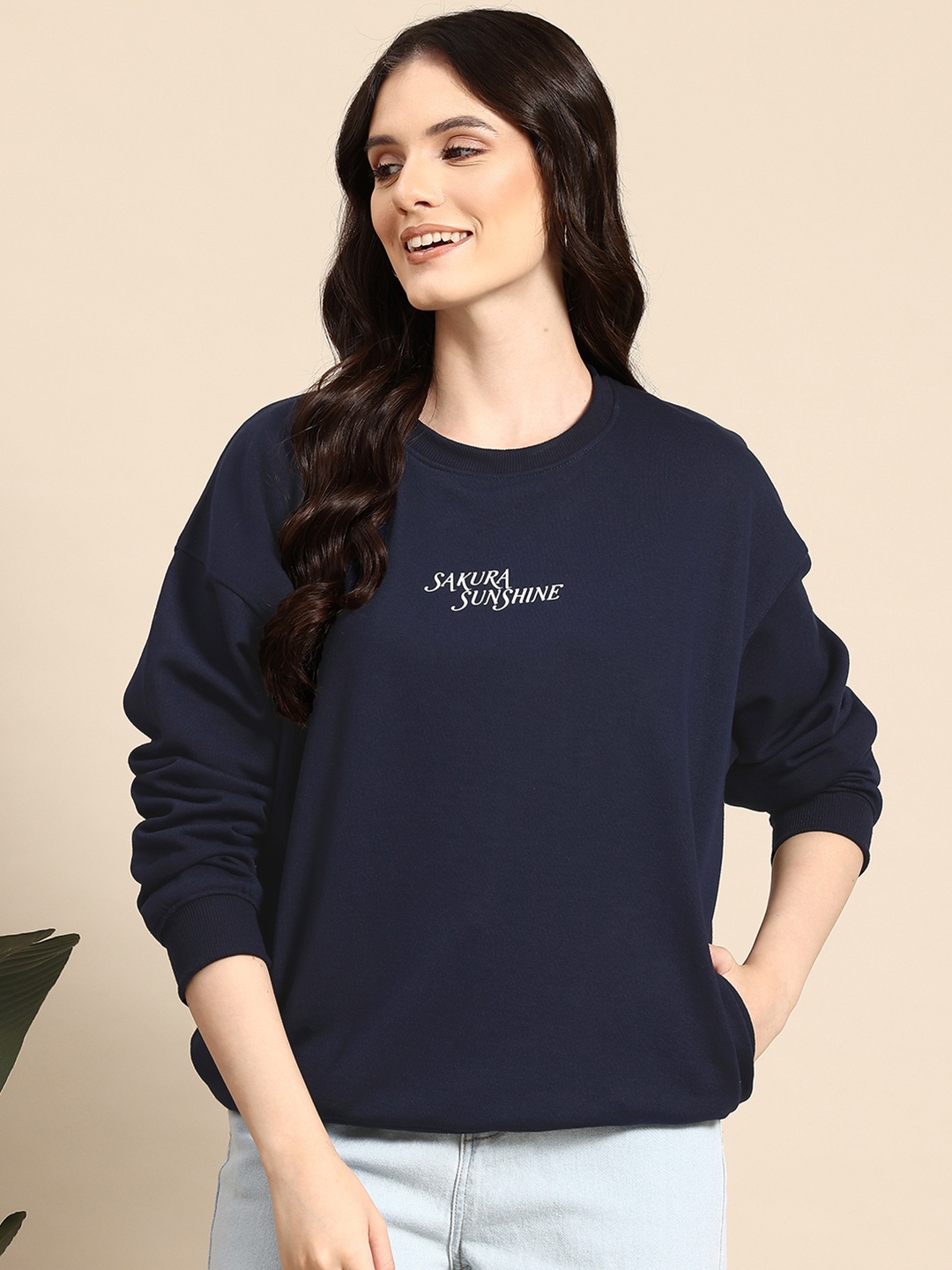 

Mast & Harbour Floral Print Sweatshirt, Navy blue