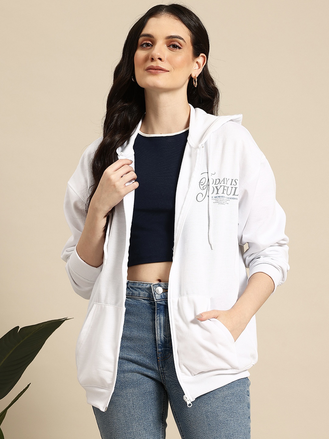 

Mast & Harbour Printed Hooded Sweatshirt, White