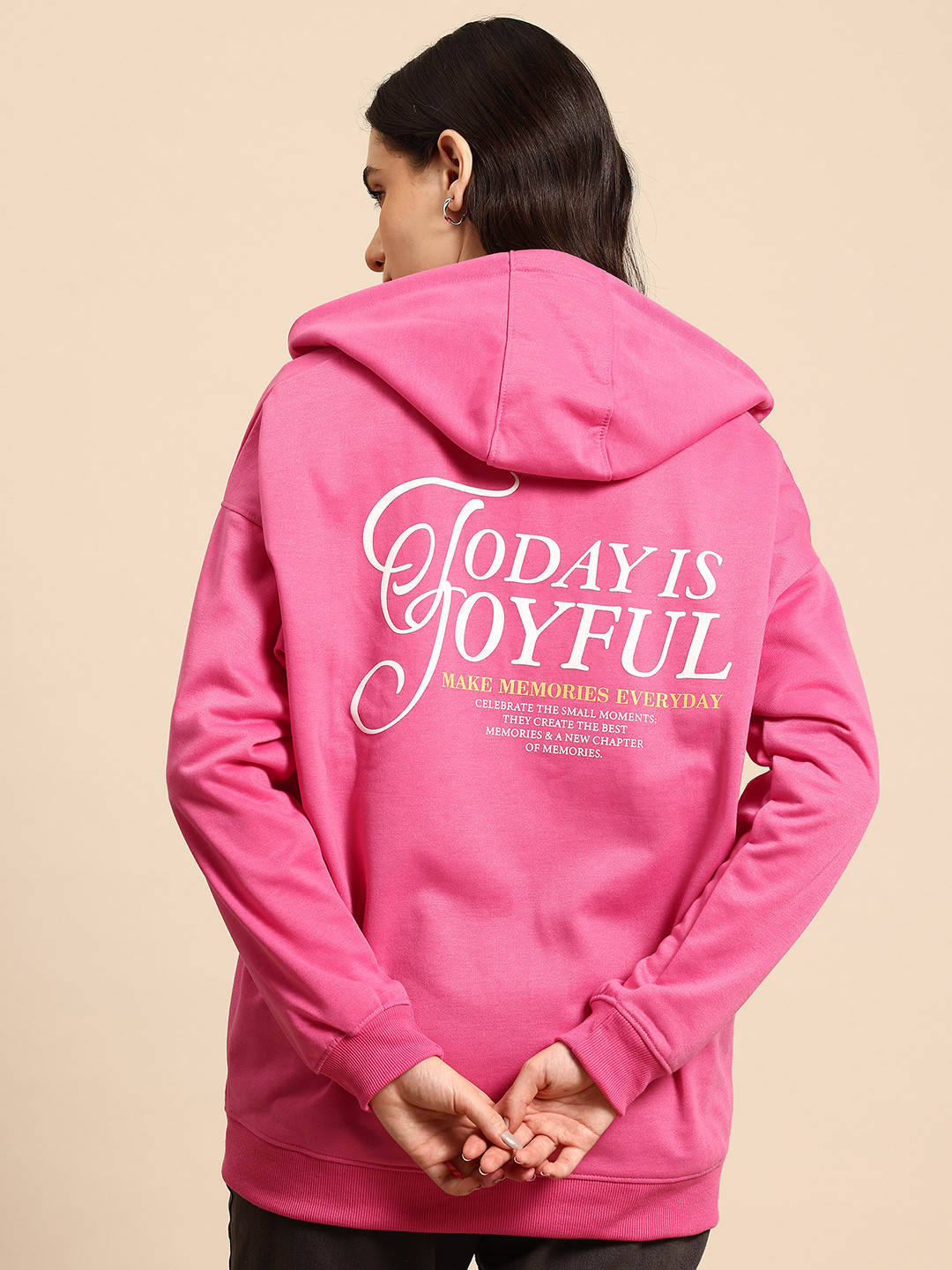 

Mast & Harbour Printed Hooded Sweatshirt, Pink