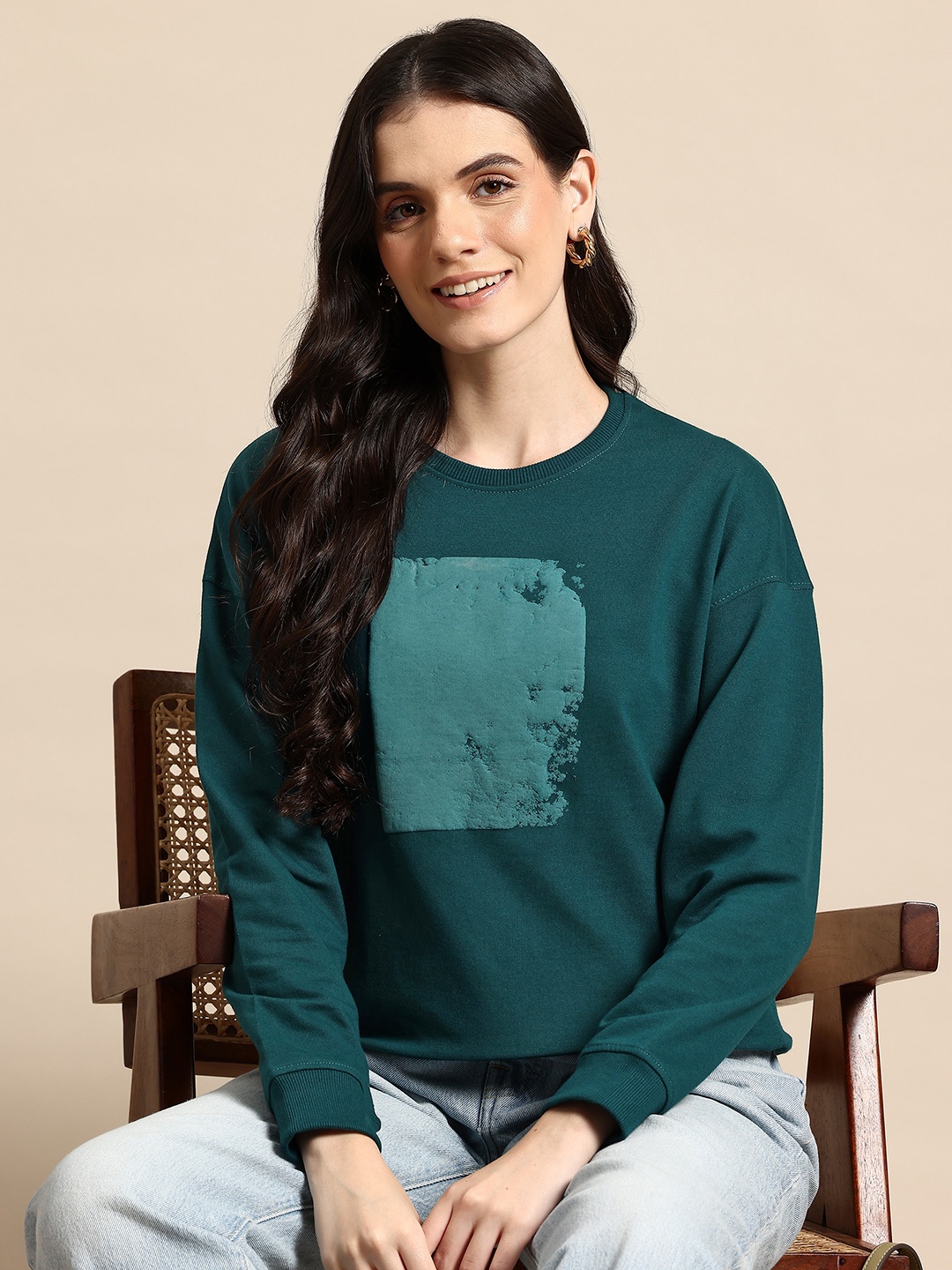 

Mast & Harbour Printed Sweatshirt, Teal