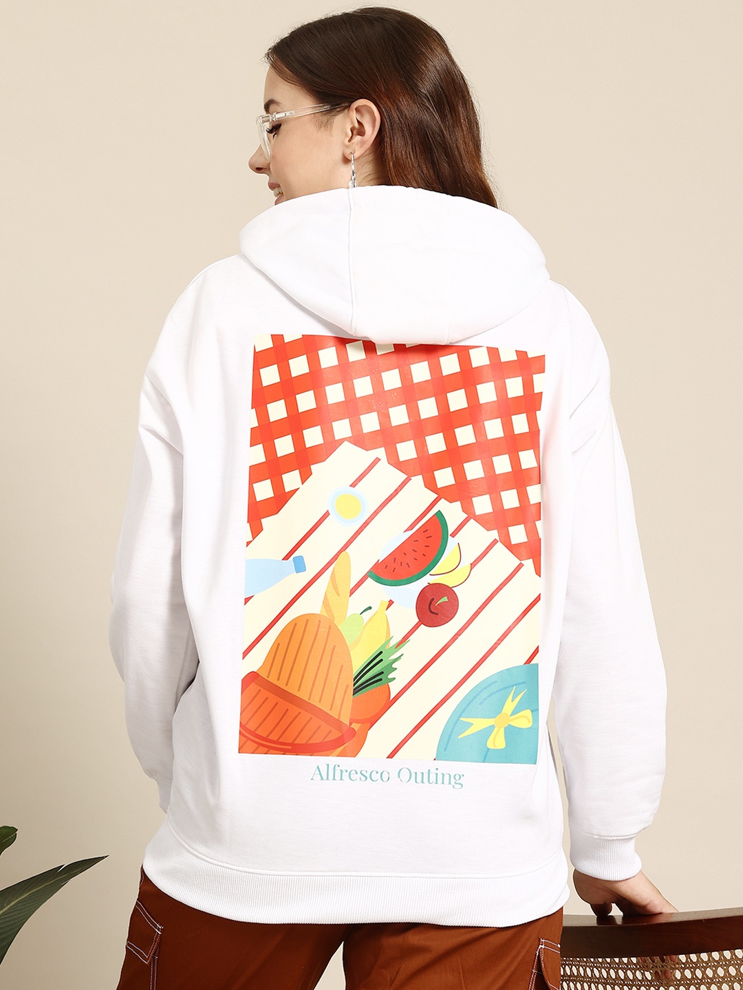 

Mast & Harbour Printed Hooded Sweatshirt, White