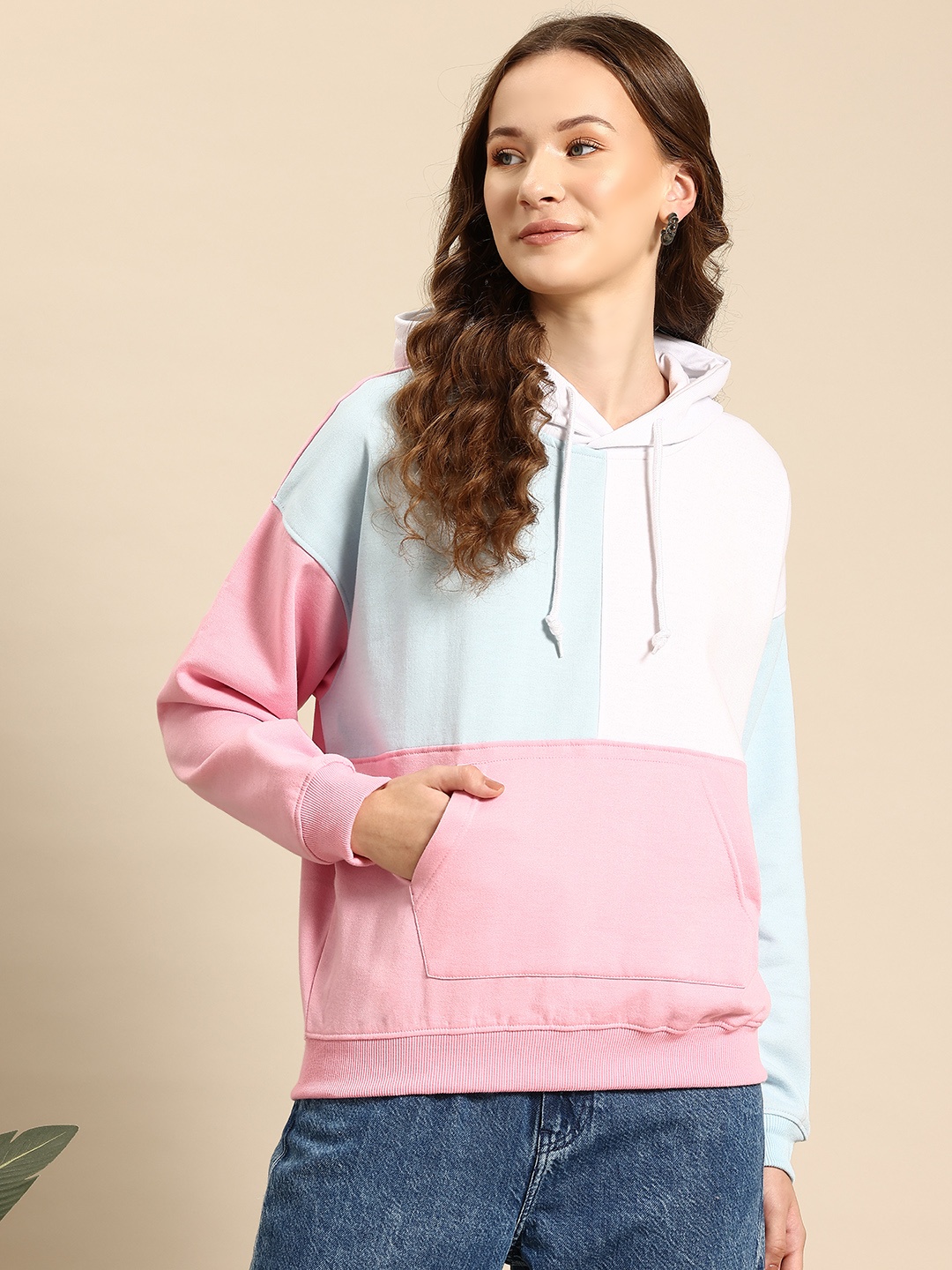 

Mast & Harbour Colourblocked Hooded Sweatshirt, Pink