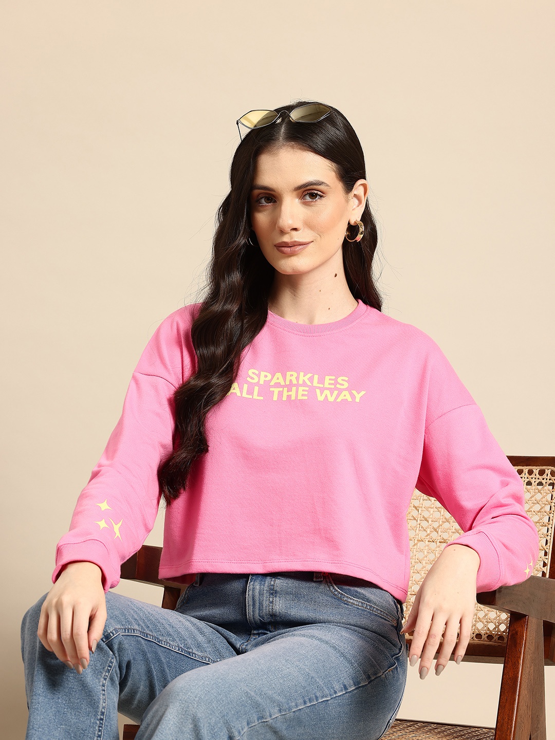 

Mast & Harbour Typography Print Sweatshirt, Pink