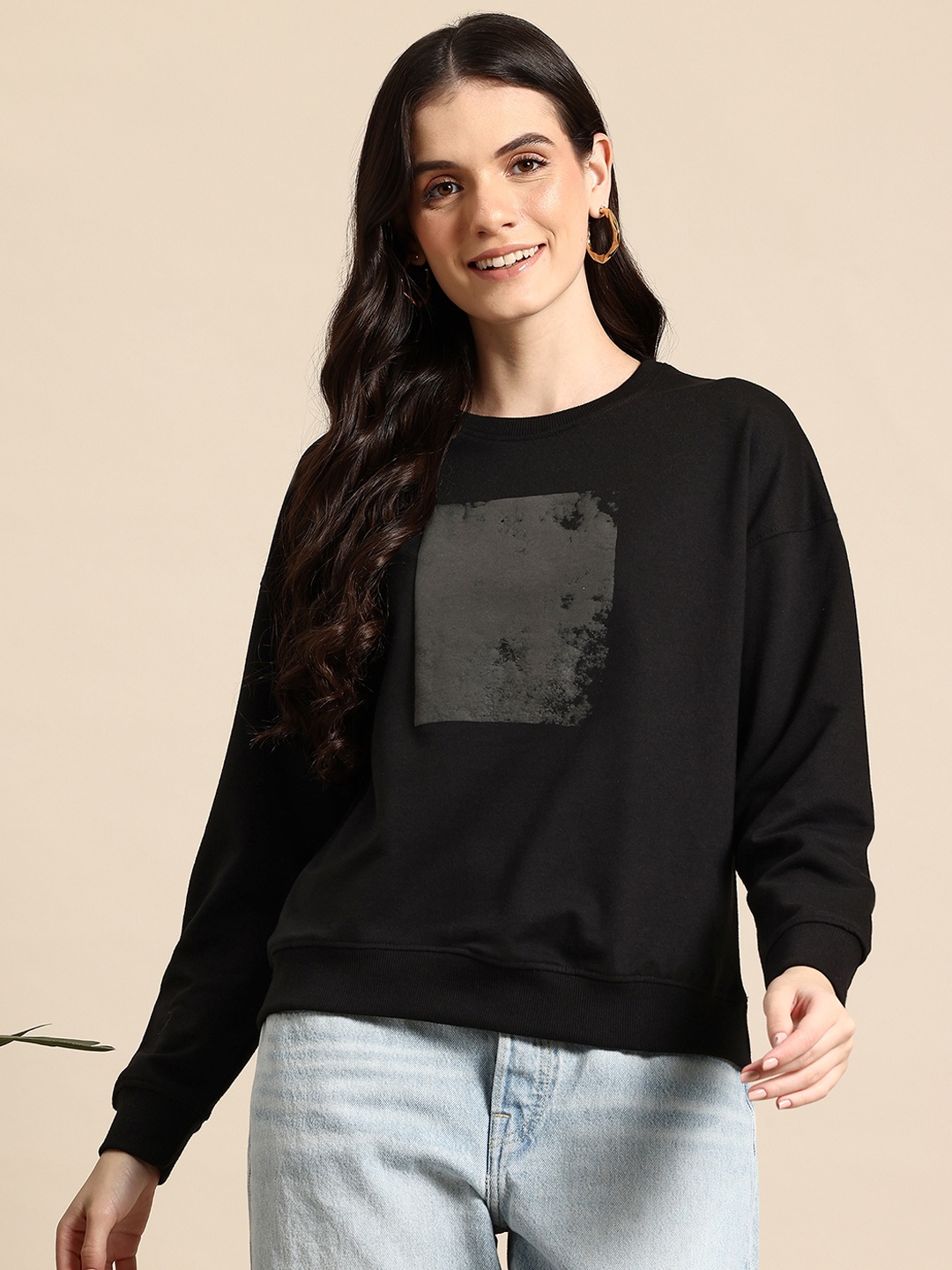 

Mast & Harbour Printed Sweatshirt, Black