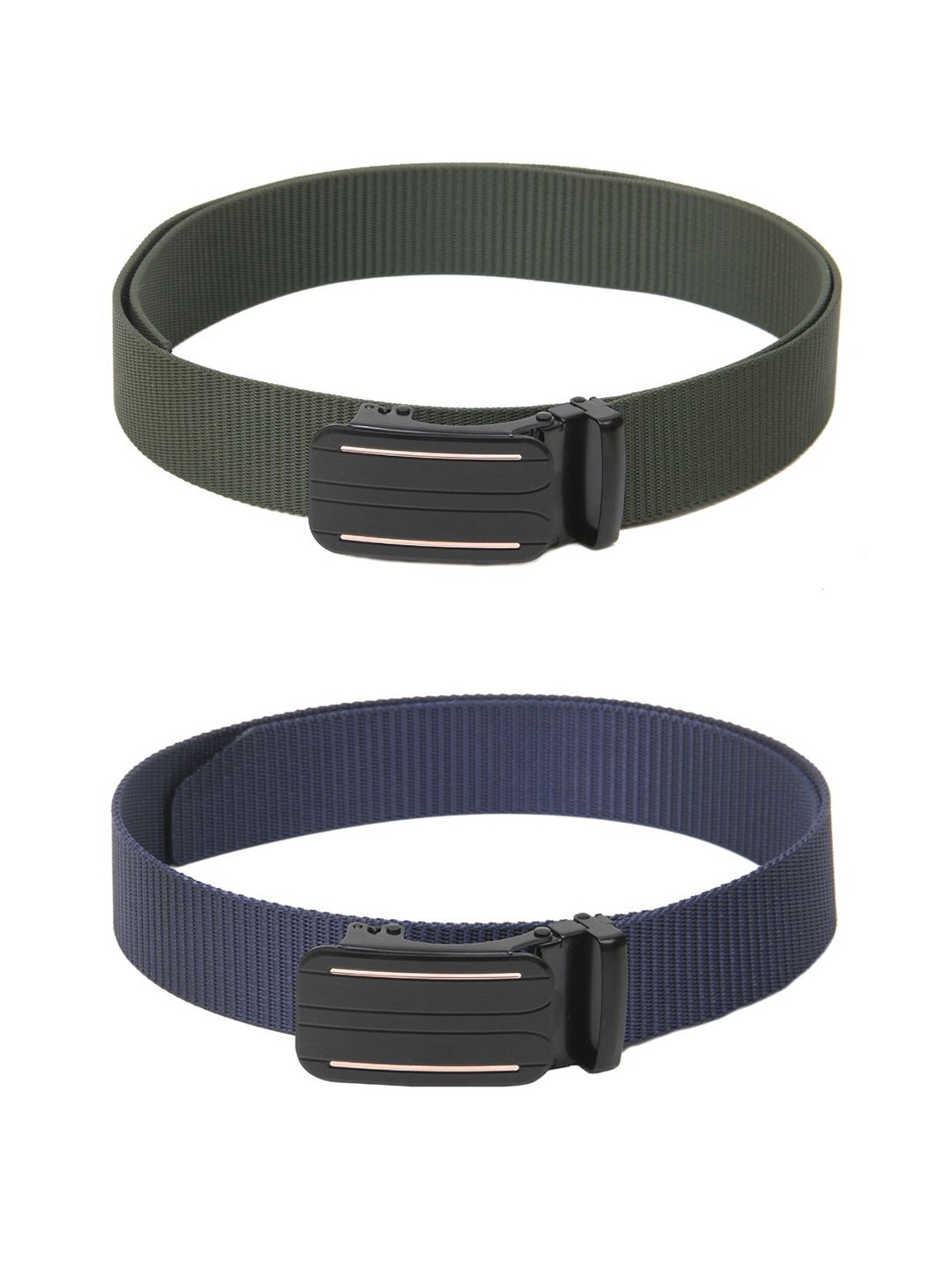 

Calvadoss Women Set Of 2 Textured Canvas Belts, Green