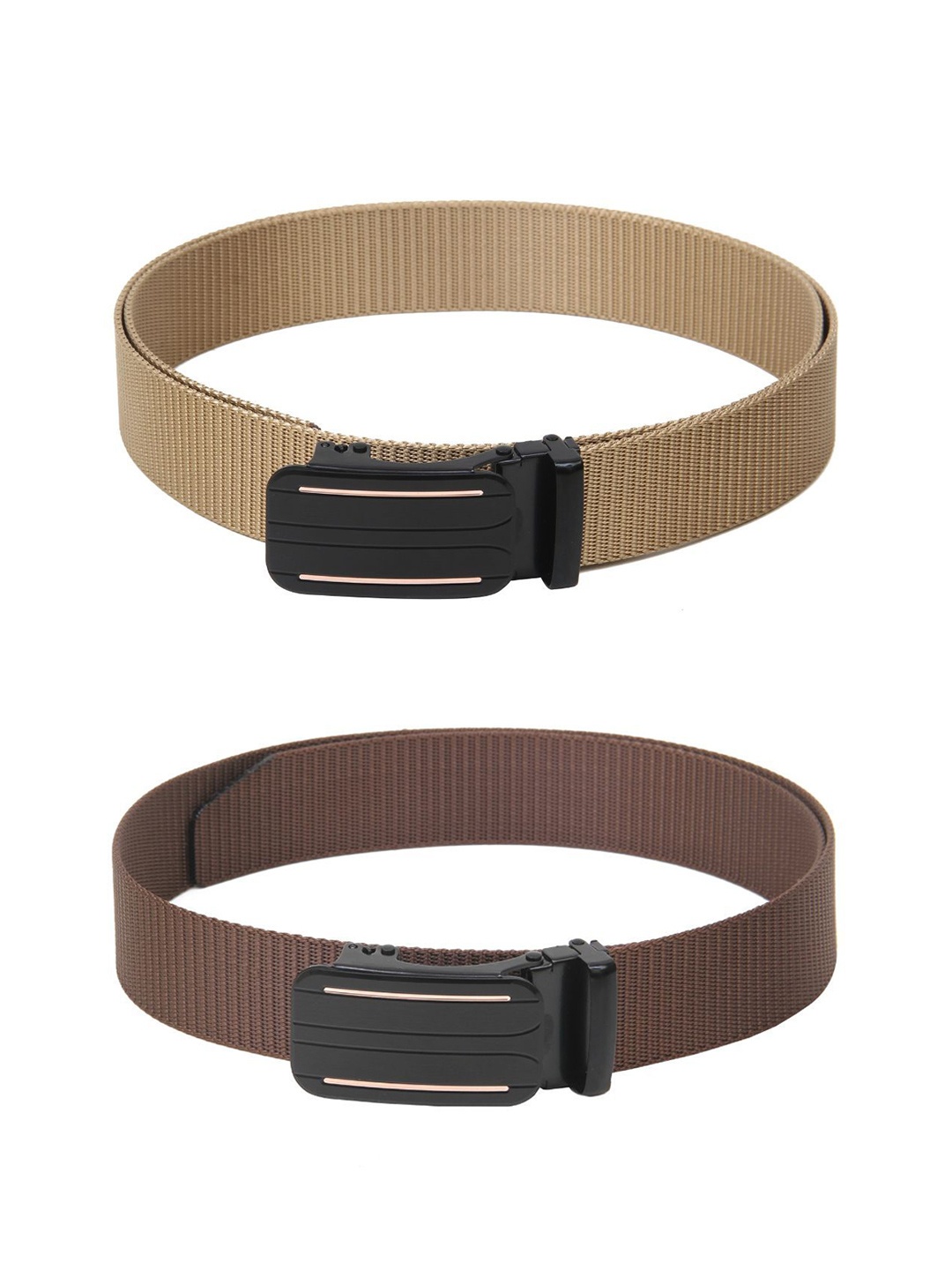 

Calvadoss Women Set Of 2 Textured Canvas Belts, Beige