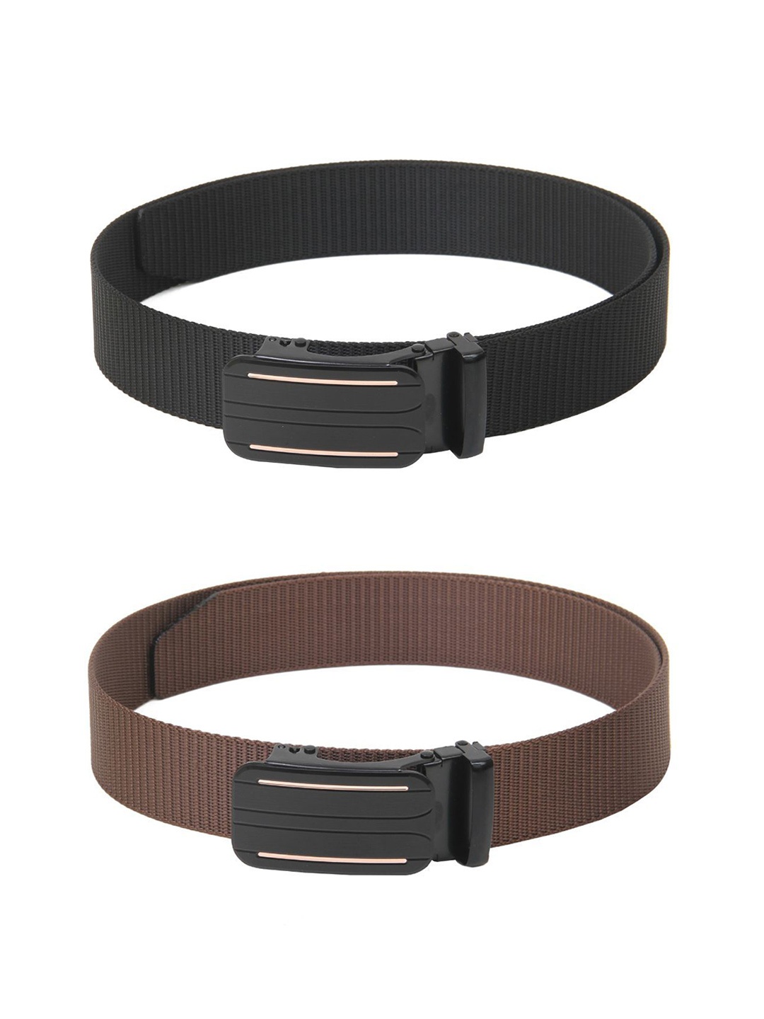 

Calvadoss Women Set Of 2 Textured Canvas Belts, Black