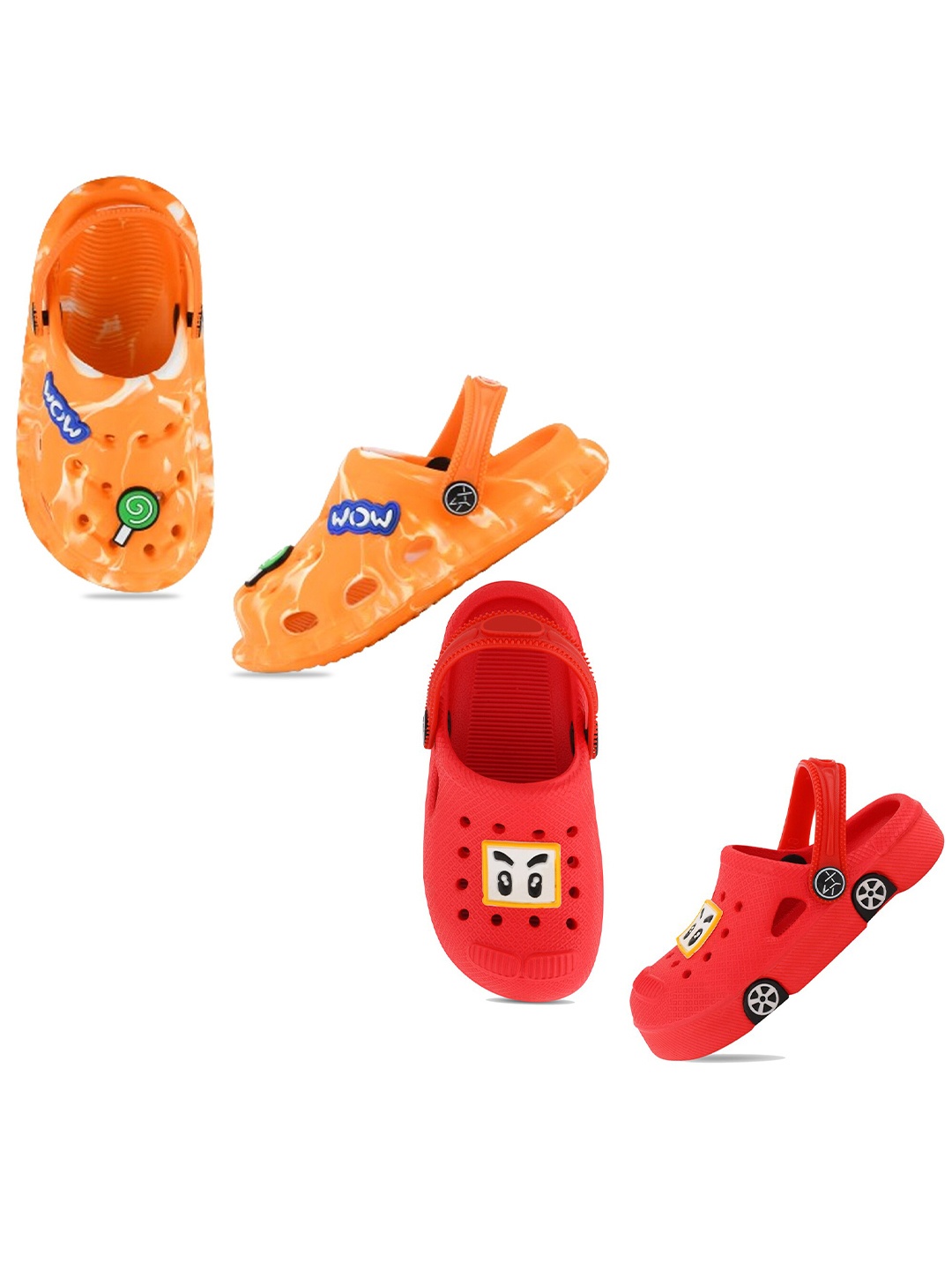 

Smartots Kids Pack Of 2 Printed Clogs, Orange