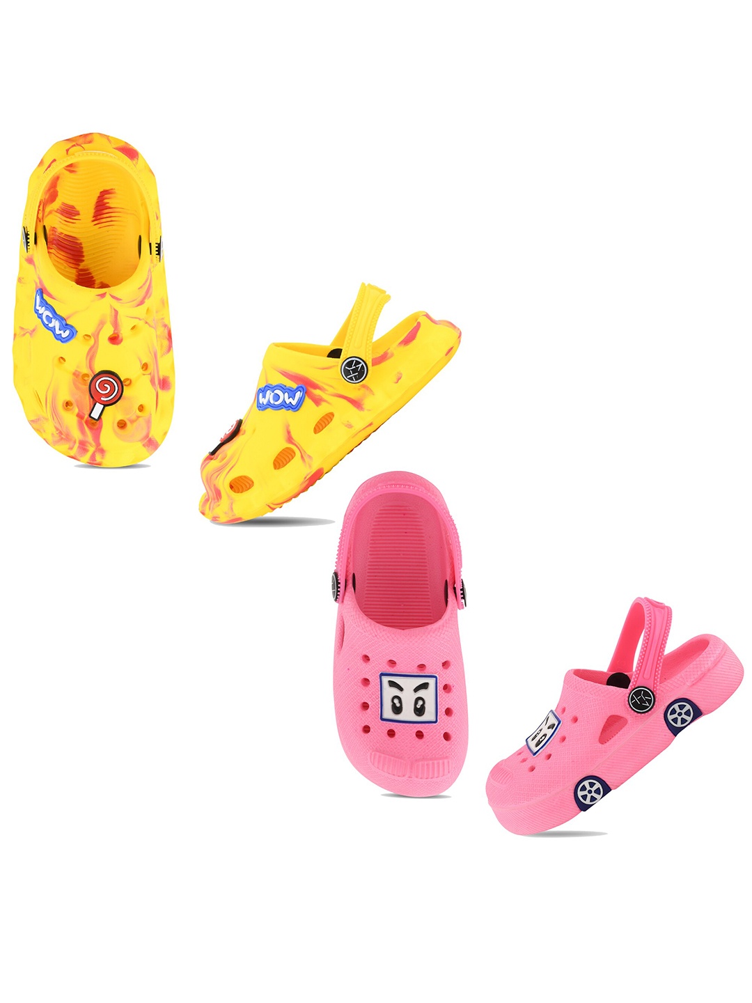 

Smartots Kids Pack Of 2 Printed Croslite Clogs, Mustard