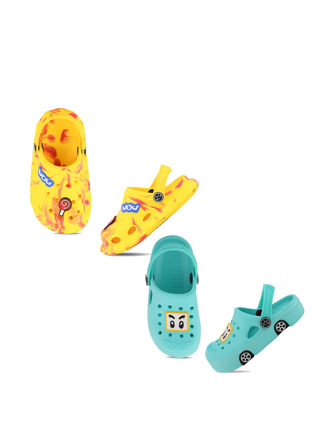 

Smartots Kids Pack Of 2 Printed Clogs, Mustard