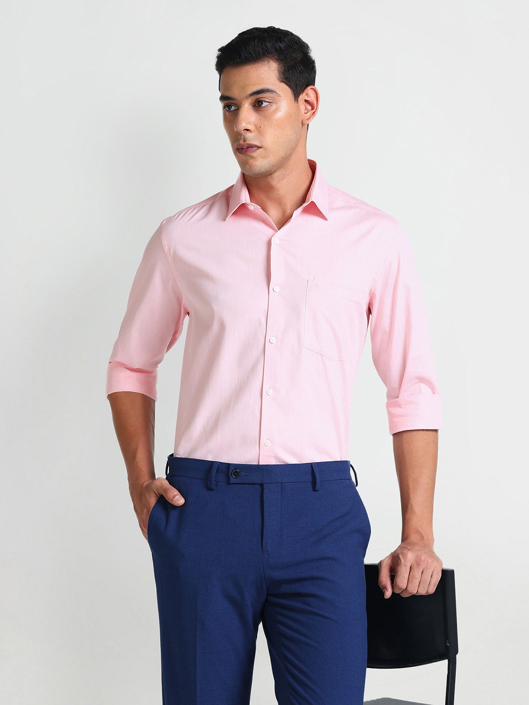 

Arrow Regular Fit Spread Collar Opaque Cotton Formal Shirt, Pink