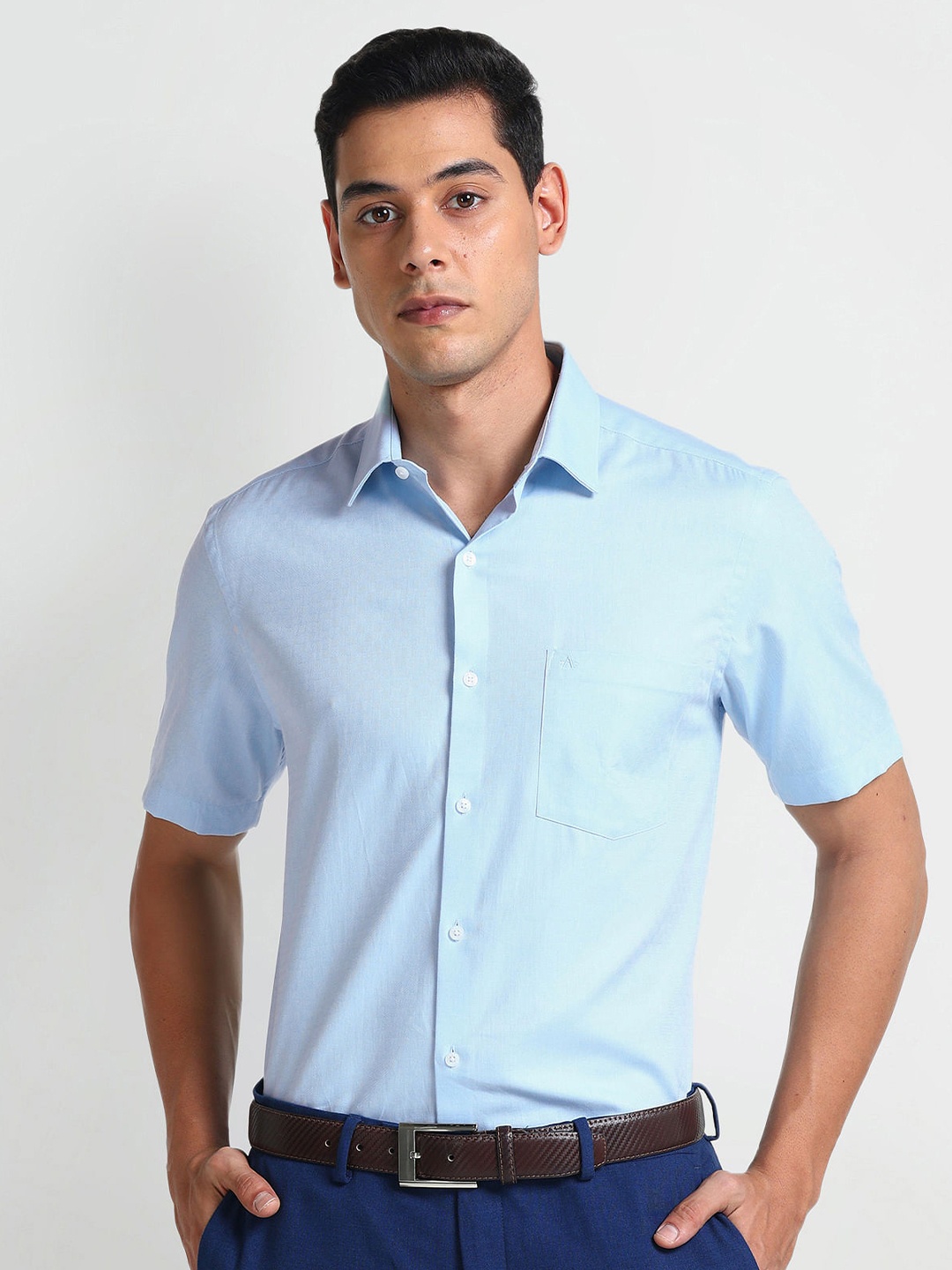 

Arrow Cotton Spread Collar Short Sleeves Formal Shirt, Blue