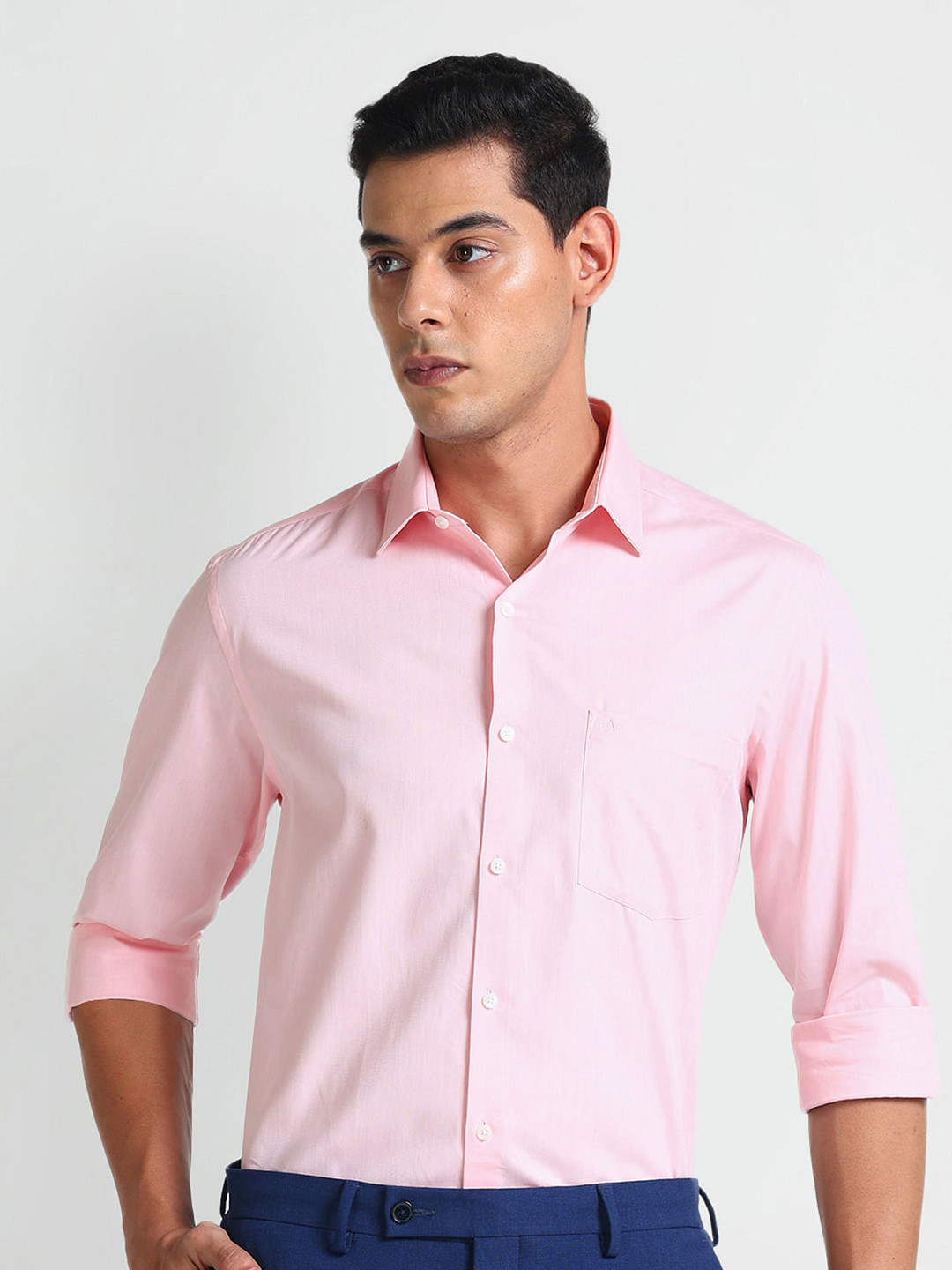 

Arrow Regular Fit Spread Collar Opaque Cotton Formal Shirt, Pink