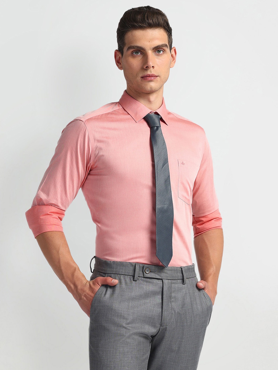 

Arrow Cotton Spread Collar Long Sleeves Slim Fit Autopress Formal Shirt, Red