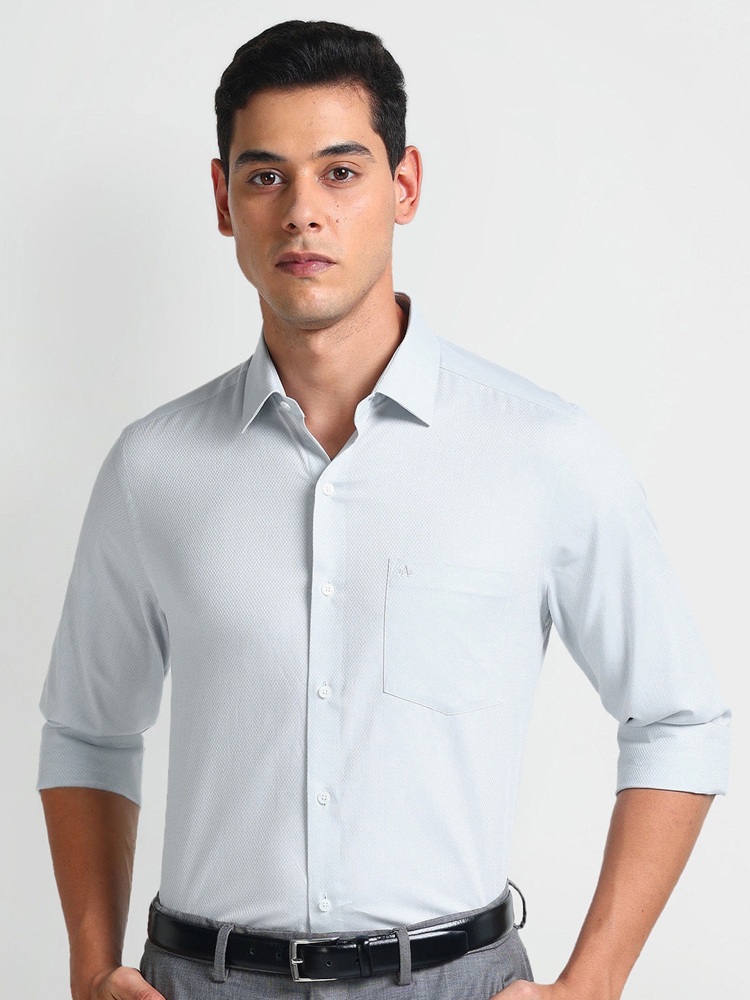 

Arrow Micro Ditsy Printed Cotton Slim Fit Formal Shirt, Grey