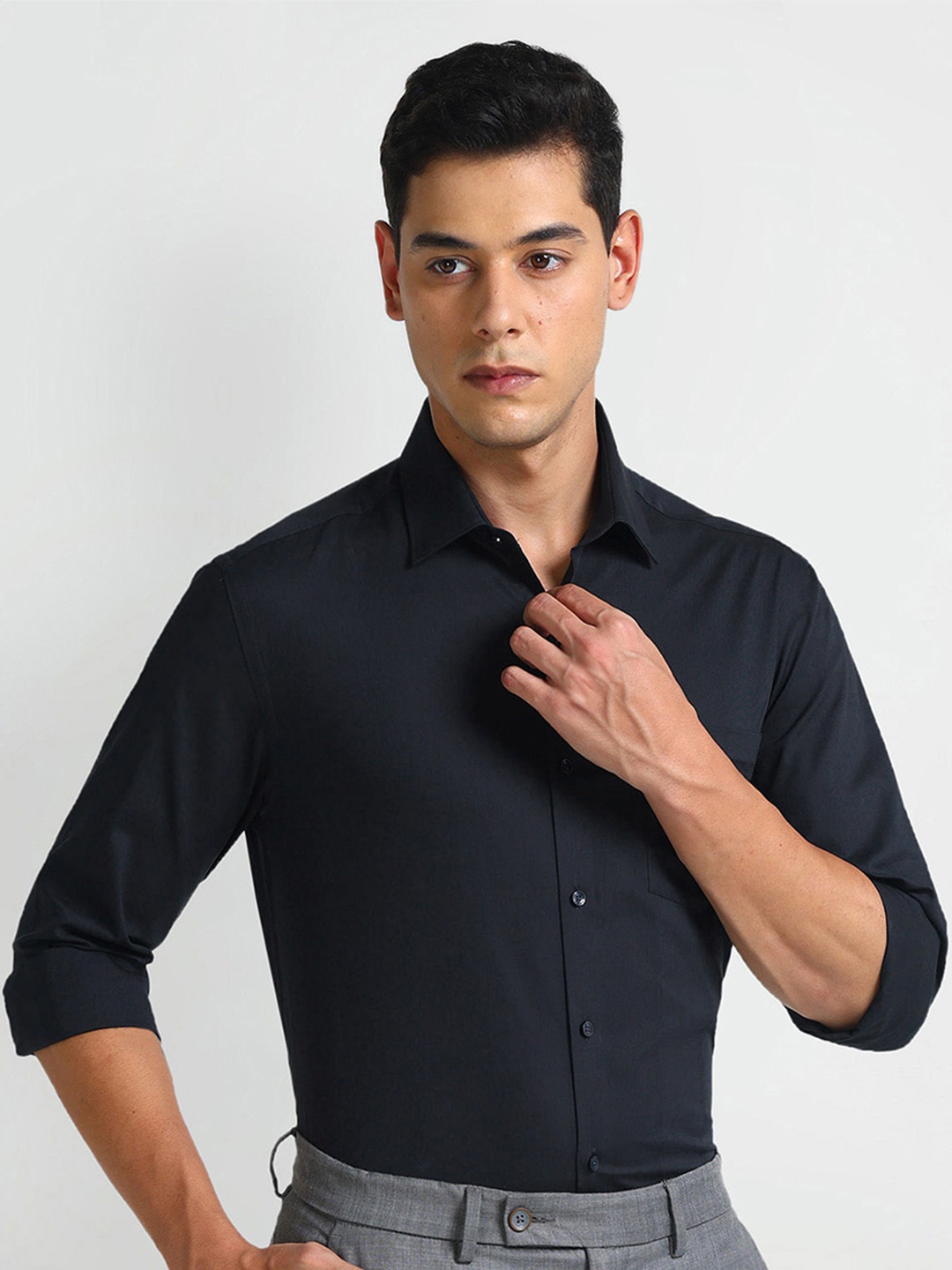 

Arrow Cotton Spread Collar Long Sleeves Slim Fit Formal Shirt, Blue