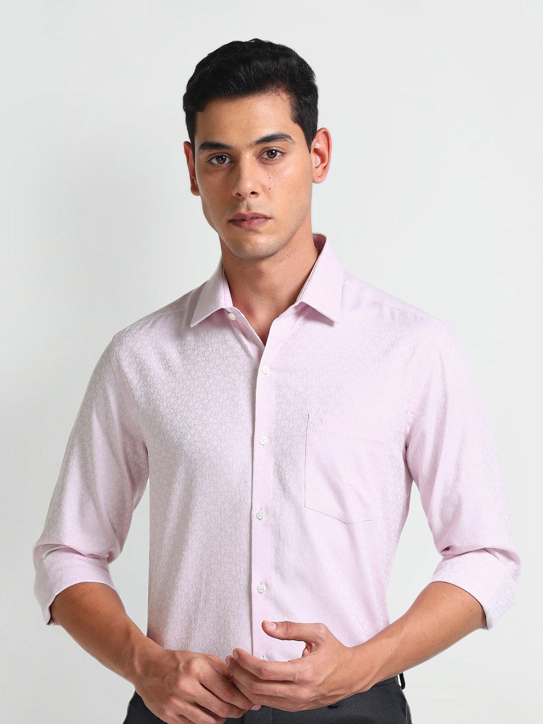 

Arrow Floral Printed Cotton Slim Fit Formal Shirt, Purple