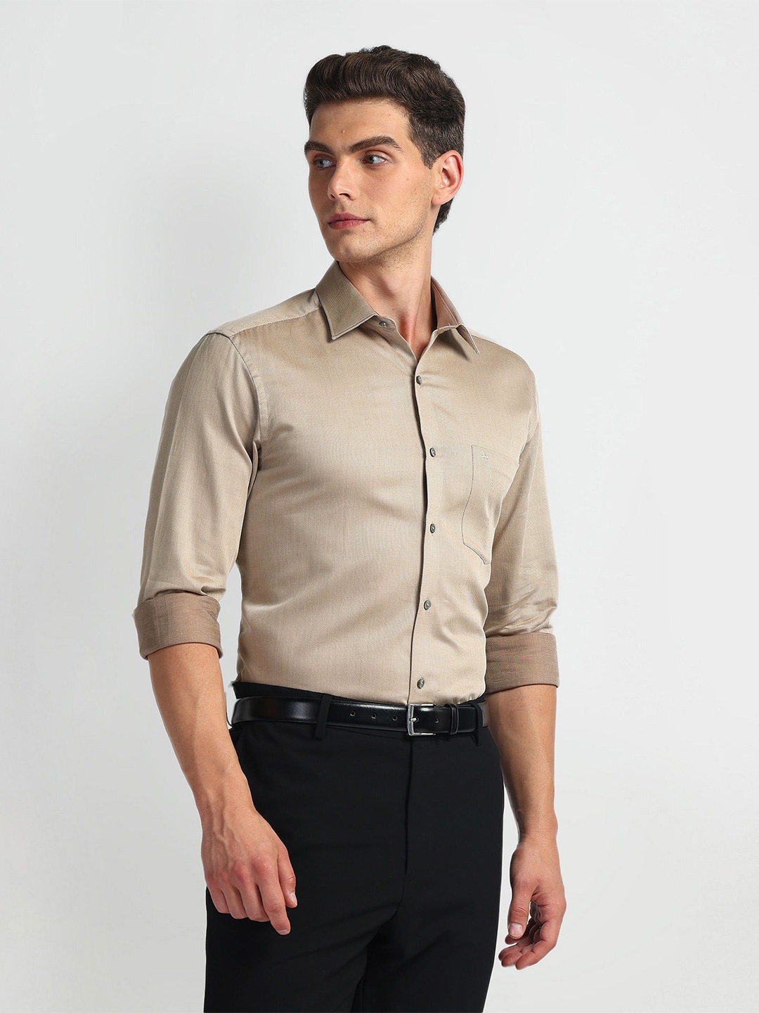 

Arrow Cotton Spread Collar Long Sleeves Formal Shirt, Brown