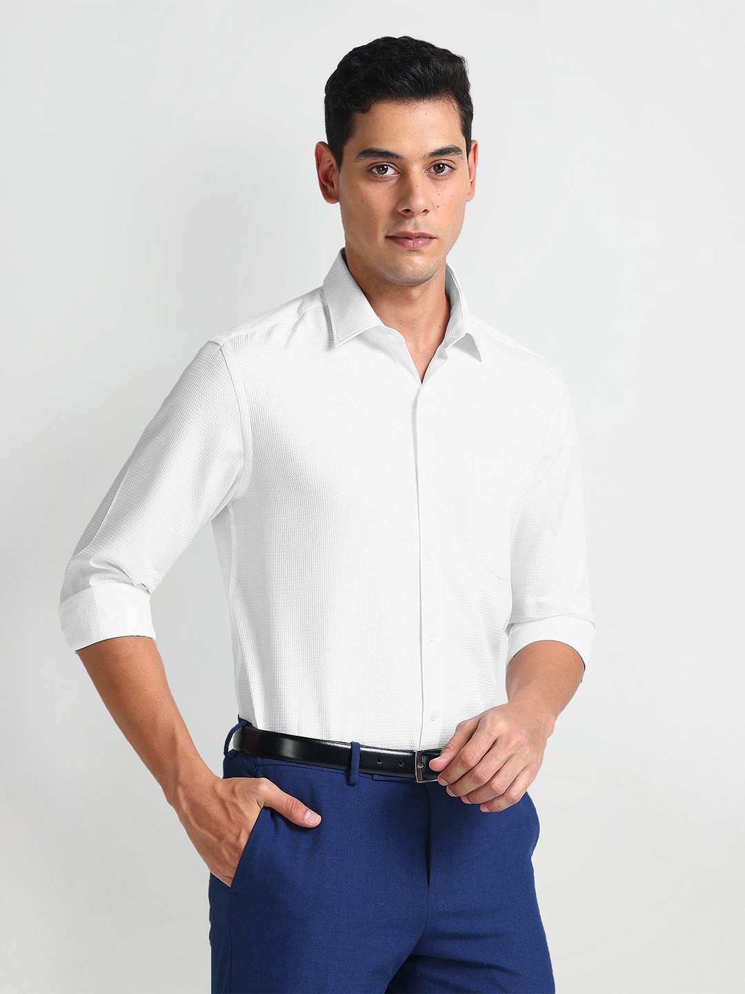 

Arrow Cotton Spread Collar Long Sleeves Slim Fit Formal Shirt, White