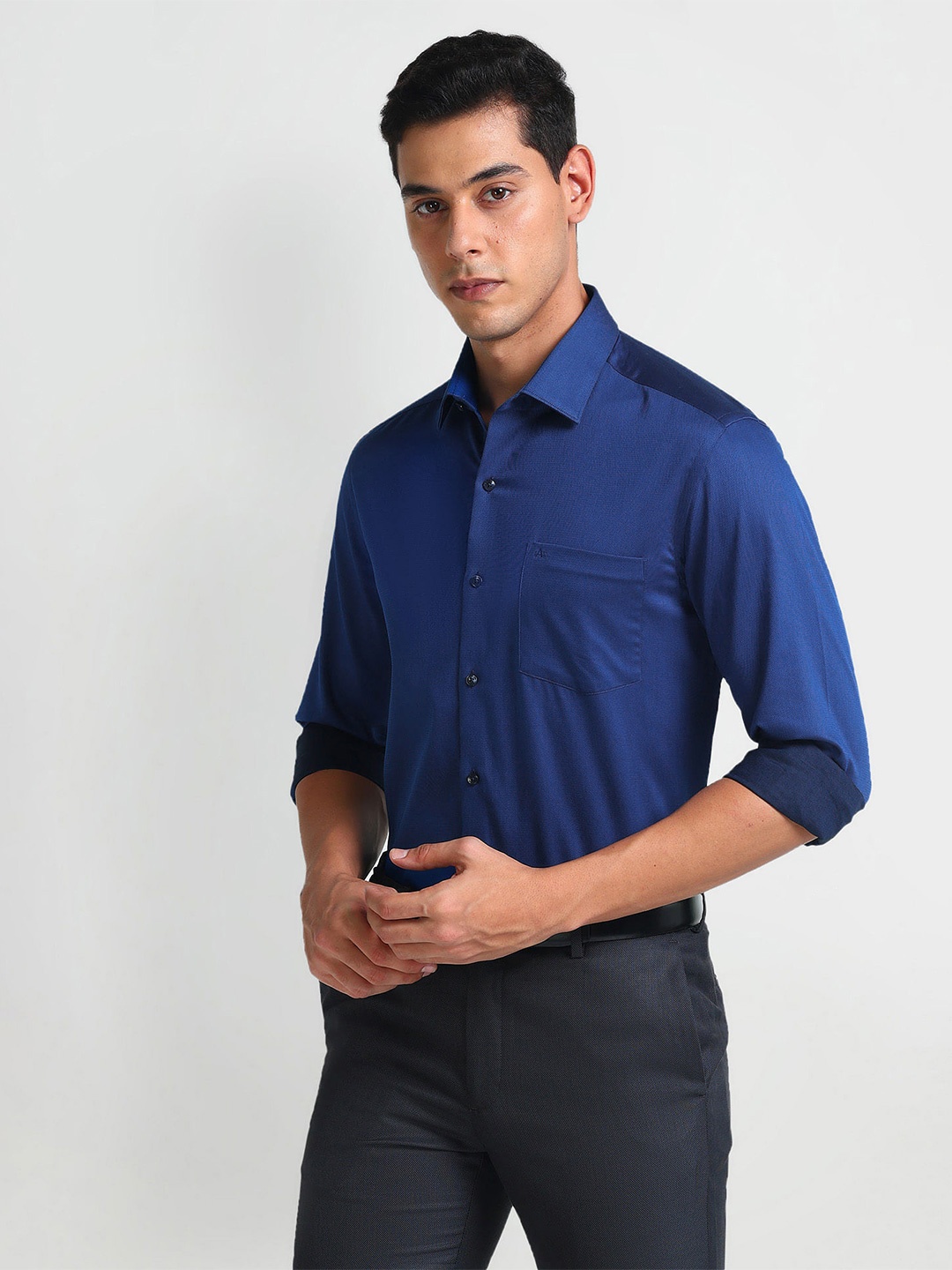 

Arrow Slim Fit Spread Collar Long Sleeves Cotton Formal Shirt, Blue