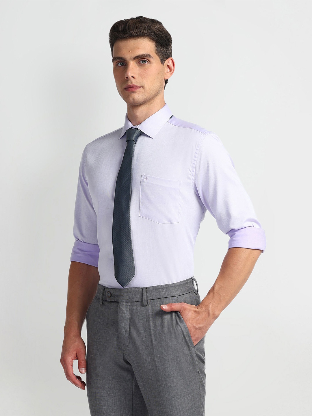

Arrow Micro Ditsy Printed Cotton Formal Shirt, Purple