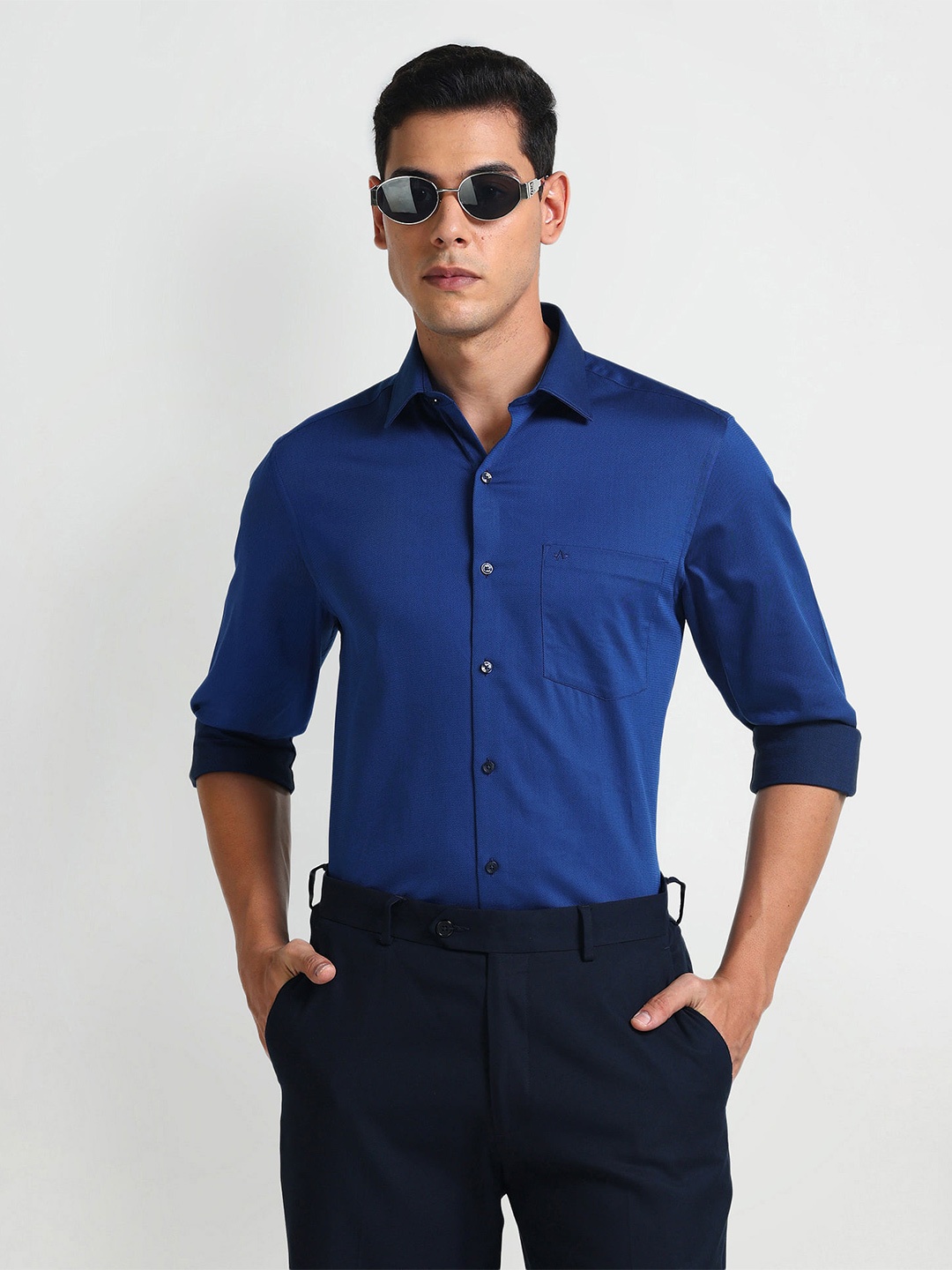 

Arrow Cotton Spread Collar Long Sleeves Formal Shirt, Blue