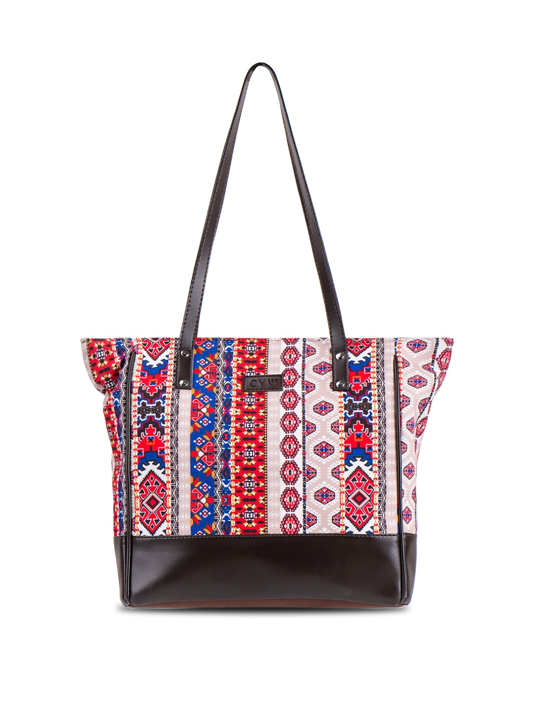CYW Geometric Printed Shopper Tote Bag, White