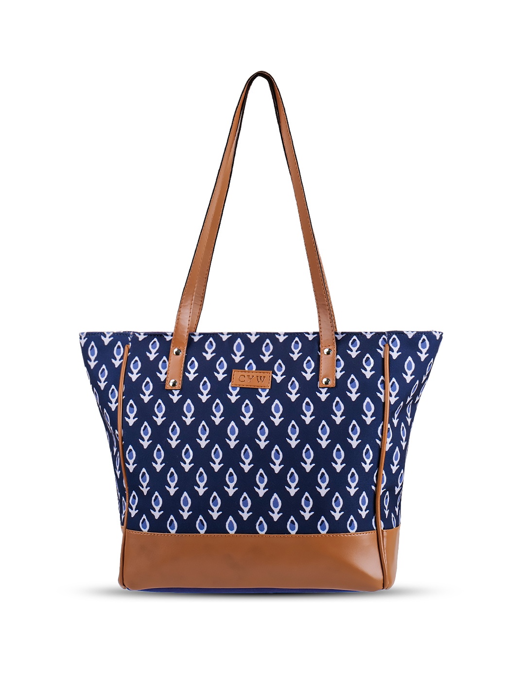 

CYW Dabu Ethnic Motifs Structured Handheld Bag, Navy blue