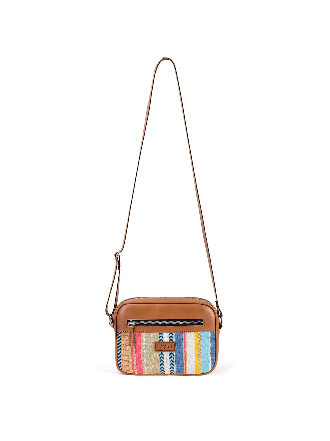 

CYW Striped Miniature Sling Bag, White