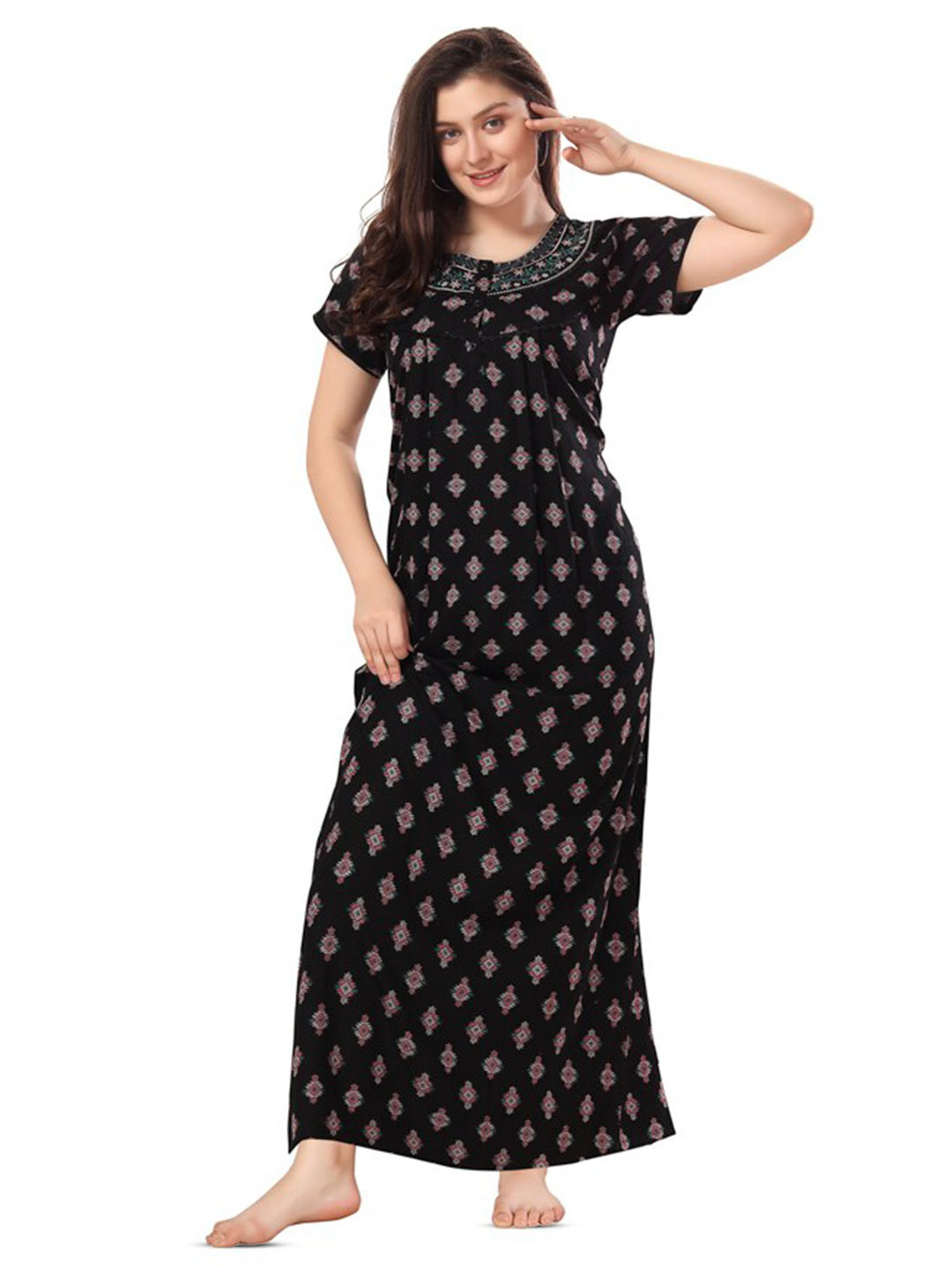 

Soulemo Floral Printed Maxi Nightdress, Black