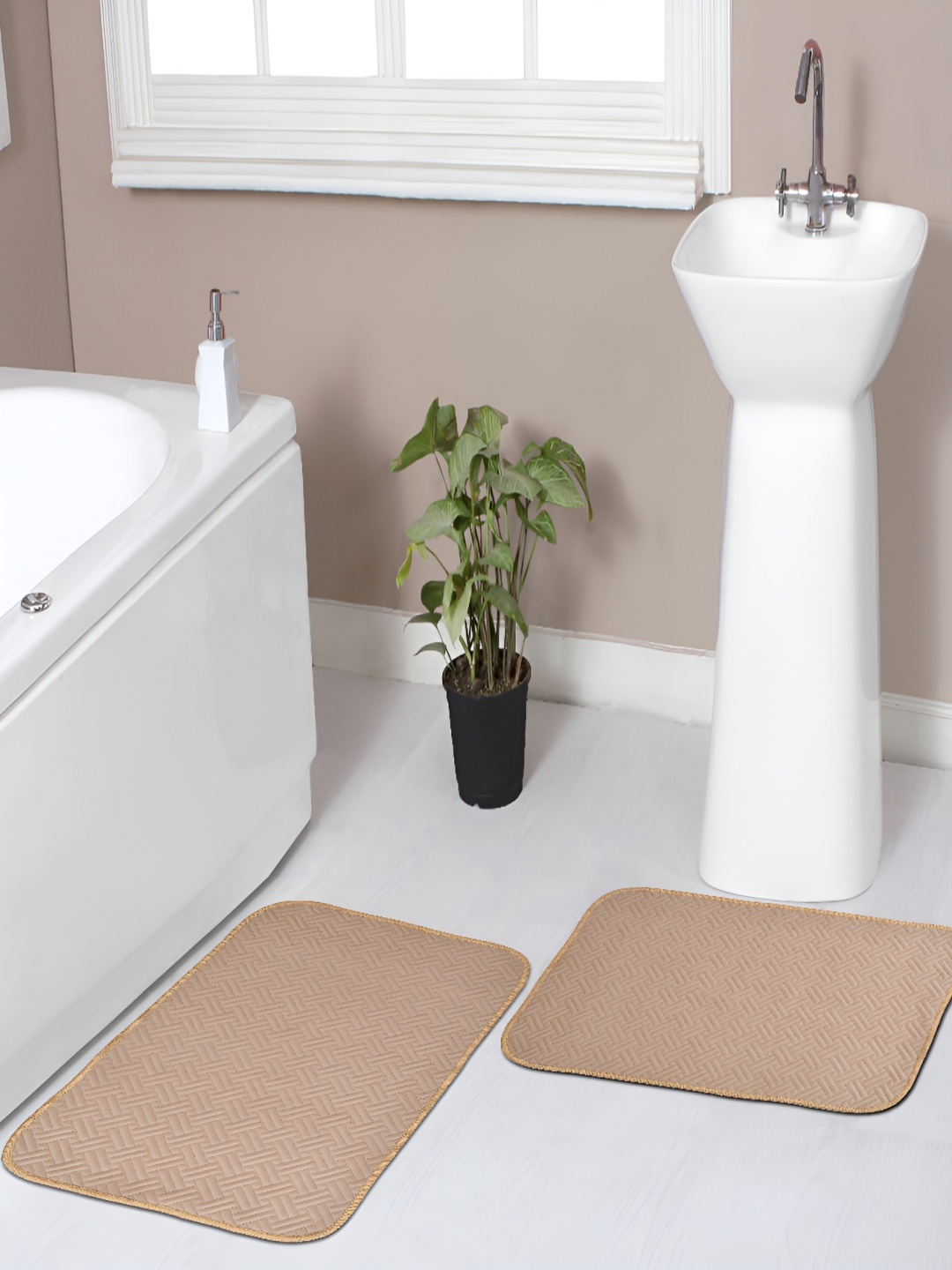 

Florida 2 Pieces Beige Textured Anti-Skid Doormats