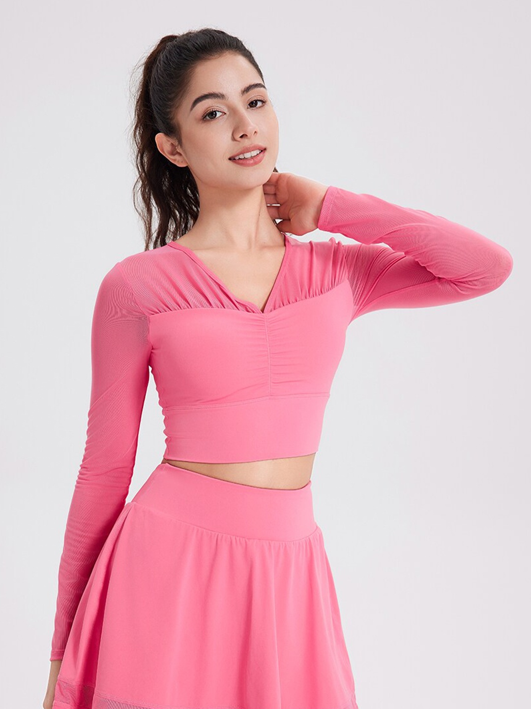 

JC Collection V-Neck Fitted Crop Top, Pink