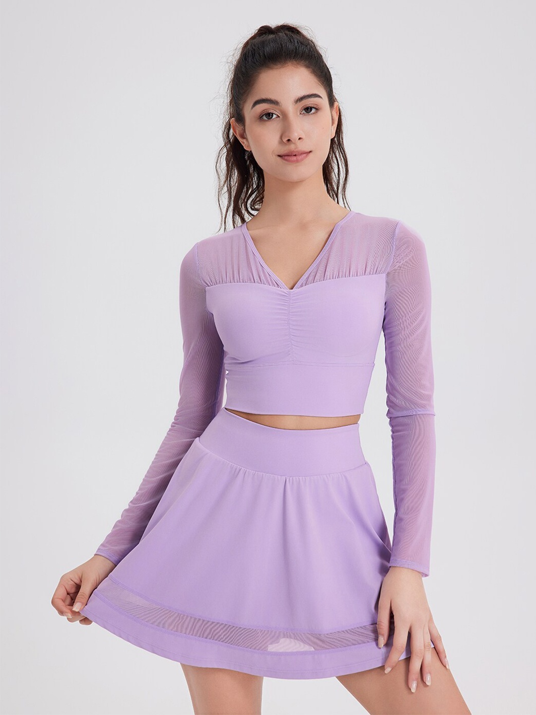 

JC Collection V-Neck Fitted Crop Top, Purple