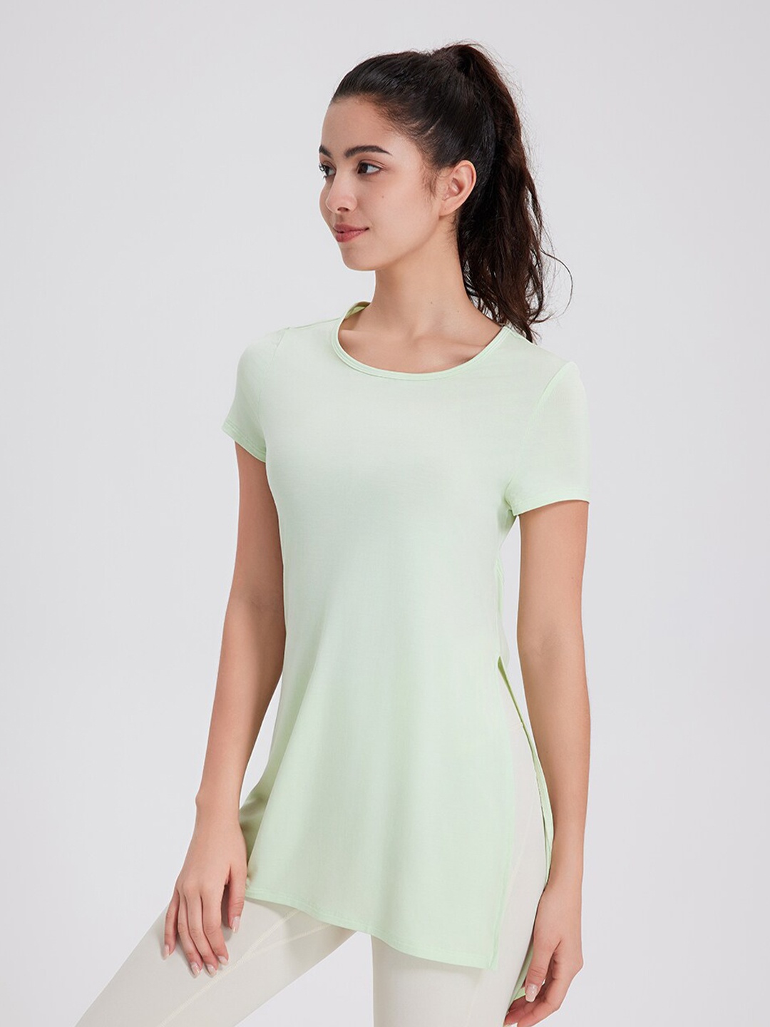 

JC Collection Round Neck Cut Out Top, Green