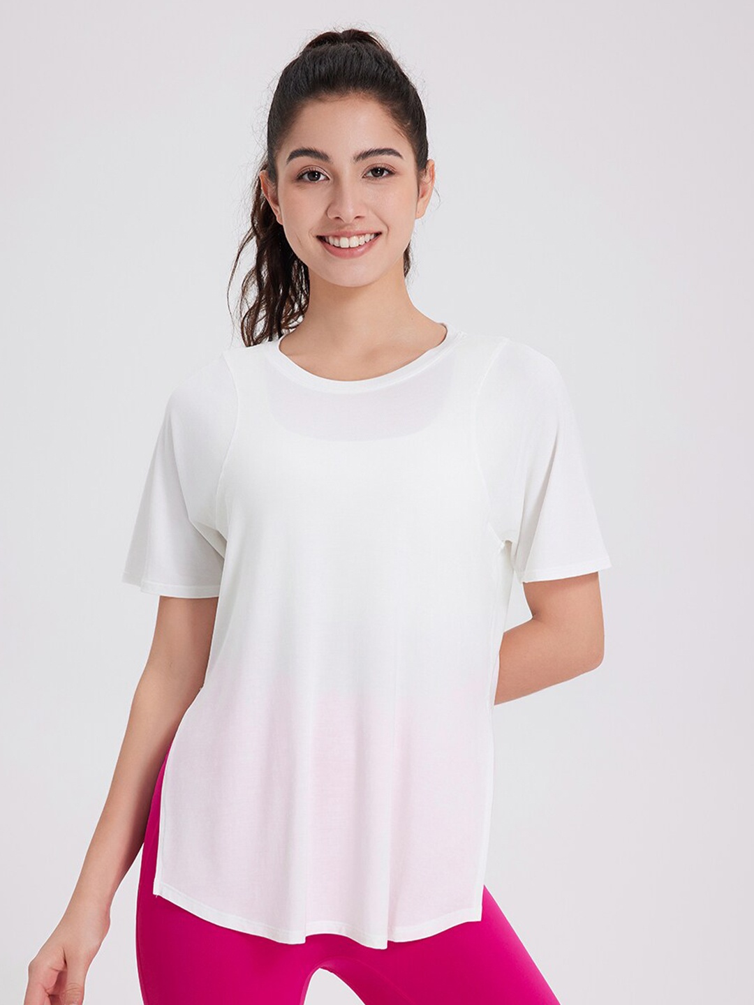 

JC Collection Round Neck Casual Top, White