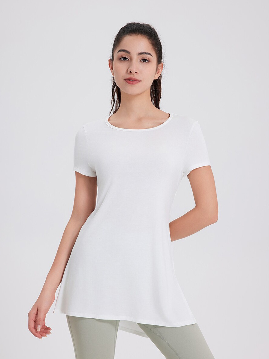 

JC Collection High-Low Cut Out Longline Sports Top, White