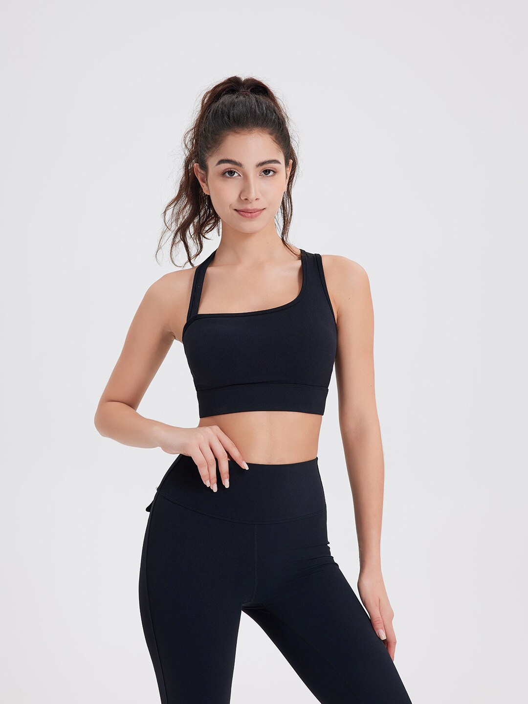 

JC Collection Square Neck Fitted Crop Top, Black